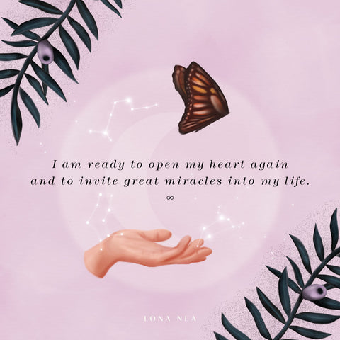 Affirmationsposter "I am ready to open my heart again and to invite great miracles into my life"